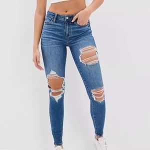 American Eagle Ripped High Wasited Jean Jeggings Size 16 Regular